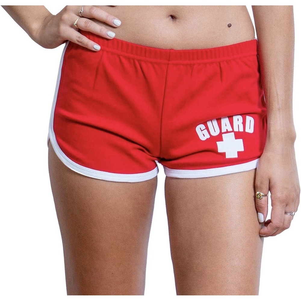 BLARIX Red Lifeguard Booty Shorts Sz M New Beachwear Logo Cotton Athletic #F - Picture 8 of 8